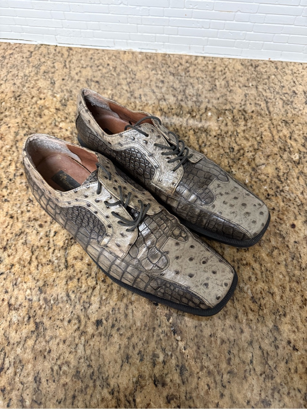 Stacy Adams Genuine Leather Dress Shoes Snake Print Men Size 11 Used
